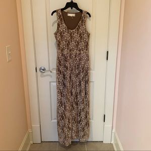 Areve Brown and Cream Lace Maxi Dress